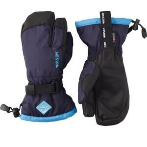 NWT Hestra CZone Junior 3-Finger Waterproof Ski Gloves Dark Navy/Turquoise Size6